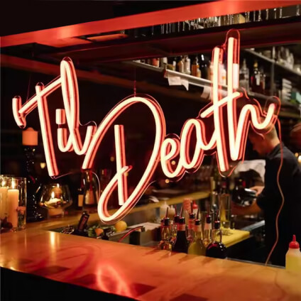 till death bar neon sign